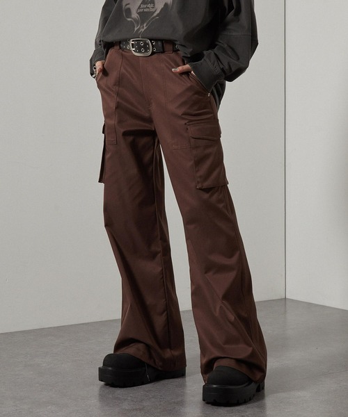 カーゴパンツ 「Alfred Alex」リベットセミフレアカーゴパンツ