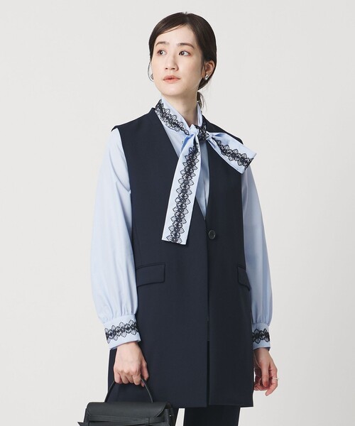 UNITED ARROWS ダブルクロス ベスト ウォッシャブルネイビー　ジレ UNITED ARROWS ベスト ジレ ダブルクロス ‐ウォッシャブル‐ レディース