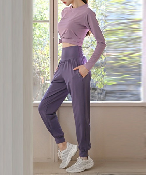 HYS SHOP レギンス スパッツ レディース 長袖ヨガトップス+ハイ