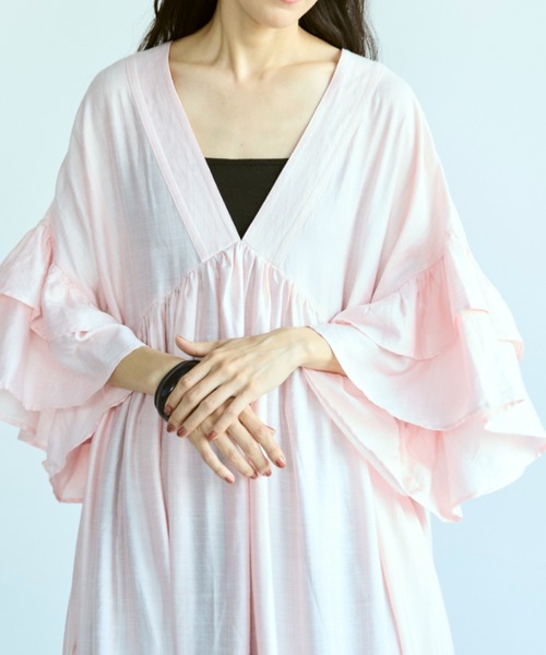 「Libra Cue」 半袖ワンピース 2 ブルー レディース_画像2