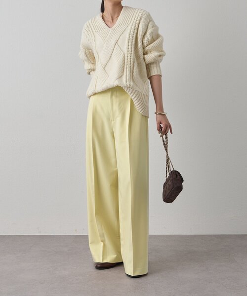 Loungedress パンツ センタープレスワイドパンツ レディース