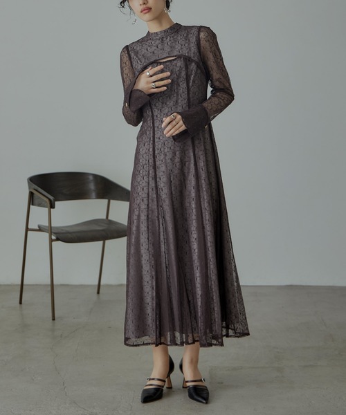 「niana」 長袖ワンピース M ブラウン レディース_画像3