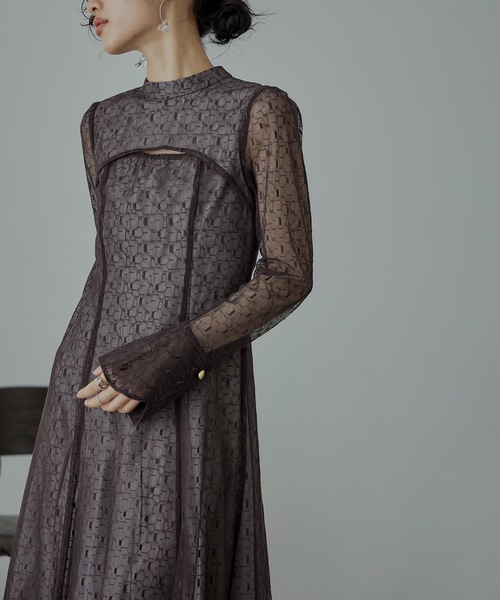 「niana」 長袖ワンピース M ブラウン レディース_画像4