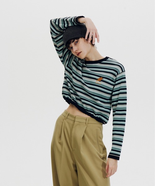 emmi ニット セーター 「Global warming」ボーダーニットトップス