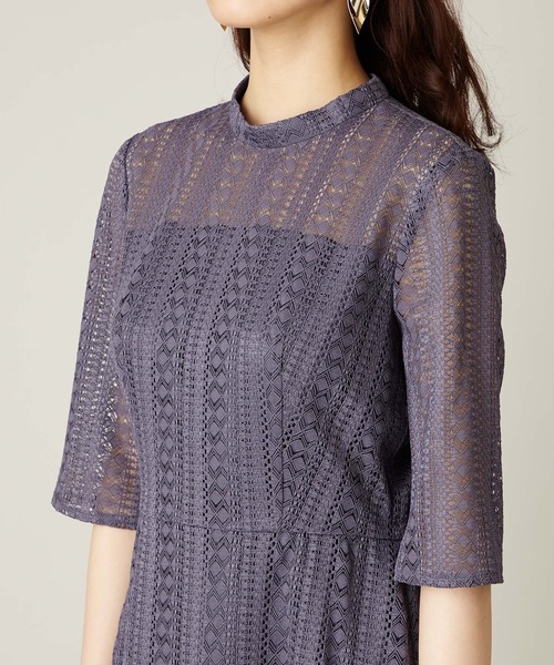 「AIMER」 7分袖ワンピース S パープル系その他3 レディース_画像2