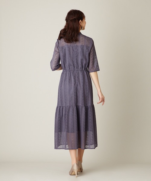 「AIMER」 7分袖ワンピース S パープル系その他3 レディース_画像4