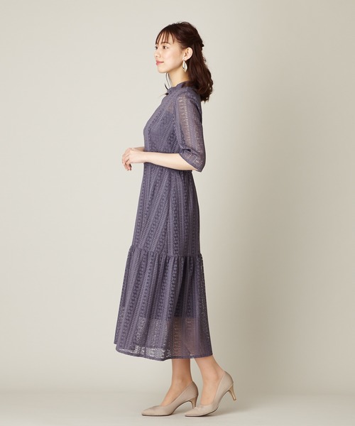 「AIMER」 7分袖ワンピース S パープル系その他3 レディース_画像6