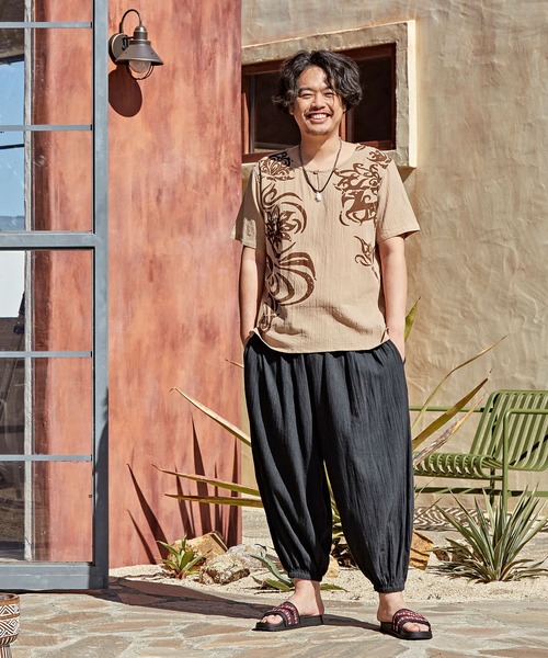 「チャイハネ」 「amina」イージーパンツ FREE グレー メンズ_画像3