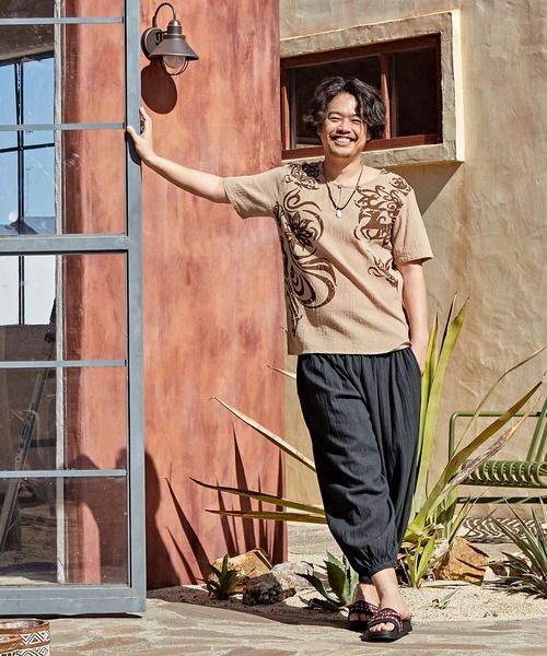 「チャイハネ」 「amina」イージーパンツ FREE グレー メンズ_画像4