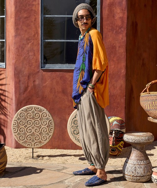 「チャイハネ」 「amina」イージーパンツ FREE グレー メンズ_画像9