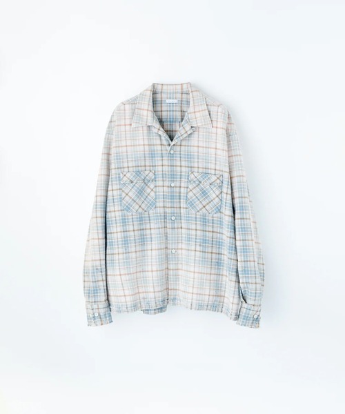 シャツ COTTON FLANNEL PLAID OPEN COLLAR SHIRT : DISTRESSED メンズ_1