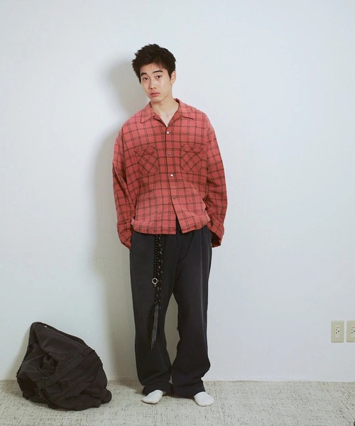シャツ COTTON FLANNEL PLAID OPEN COLLAR SHIRT : DISTRESSED メンズ_8