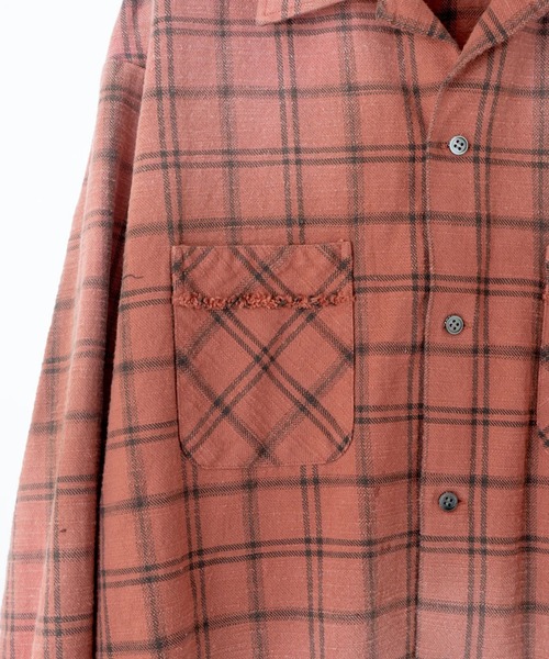 シャツ COTTON FLANNEL PLAID OPEN COLLAR SHIRT : DISTRESSED メンズ_5