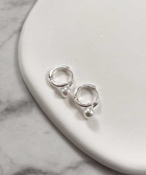 yu-ka ピアス YU-KA:パールフープピアス Pearl hoop pierce レディース