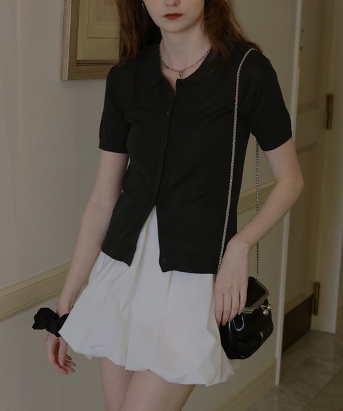 「Mili affinity」 半袖ニット FREE グレー レディース_画像3