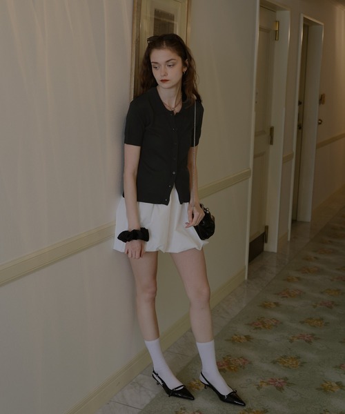 「Mili affinity」 半袖ニット FREE グレー レディース_画像4