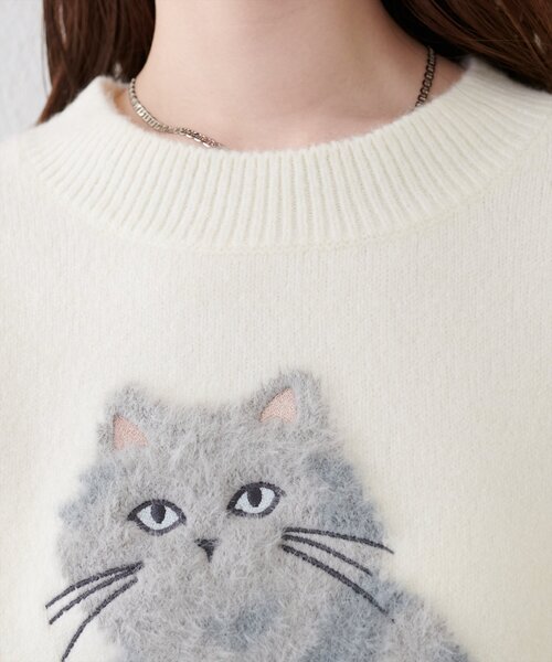 natural couture ニット セーター もしゃねこニットプルオーバー