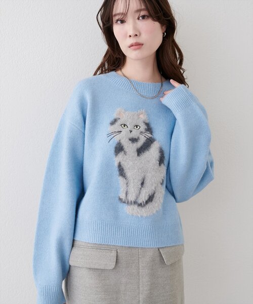 natural couture ニット セーター もしゃねこニットプルオーバー