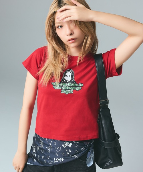 BABYL VISUAL TEE Lサイズ X-girl（エックスガール） tシャツ GLITTER LOGO AND FACE S/S BABY