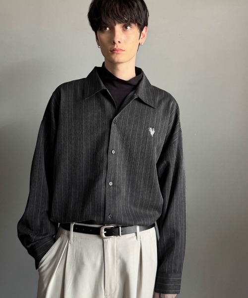 「Classical Origin」 長袖シャツ LARGE チャコールグレー メンズ_画像5