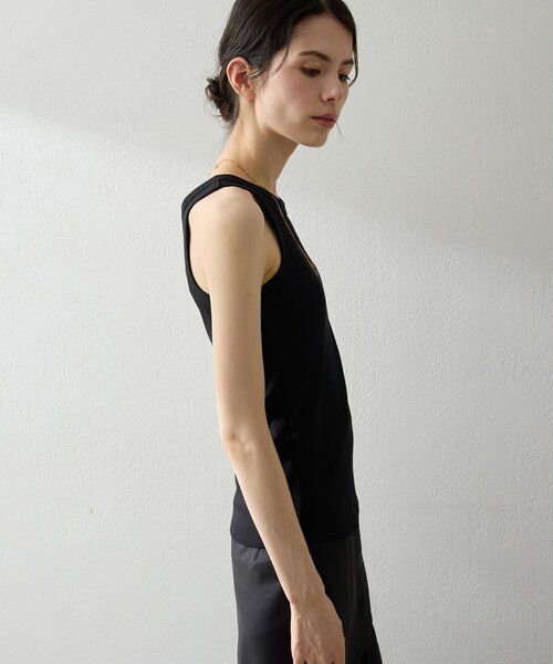THE PAUSE ブラック ノースリーブベスト THE PAUSE タンクトップ ノースリーブ 「THE PAUSE」カップインタンク