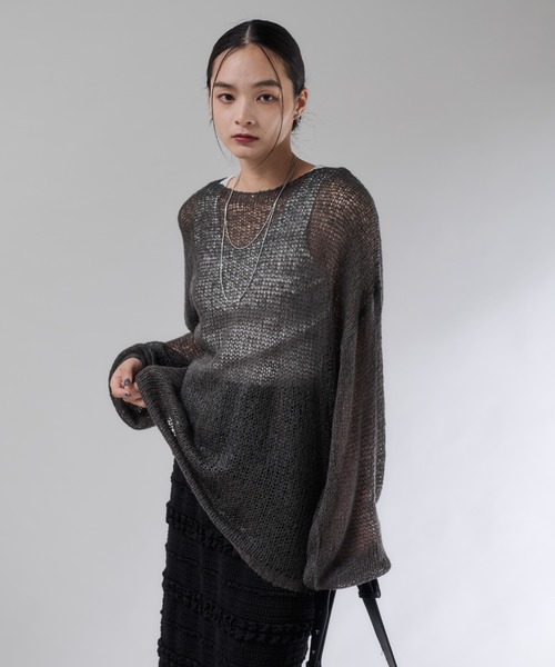 「Shelly island」 長袖ニット FREE チャコールグレー レディース_画像3