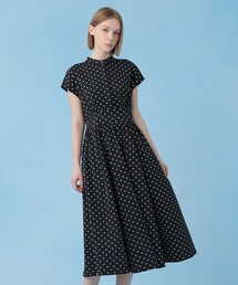 ANAYI（アナイ） ワンピース モノトーンドットジャガードフレア