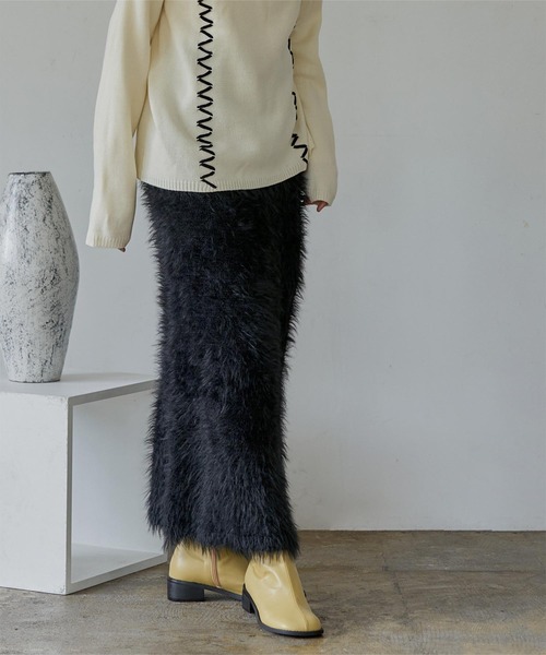 「miette」 ニットスカート FREE ブラック レディース_画像4