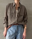 ブラウス シャツ ジャカードダブルポケットシャ...の詳細画像2
