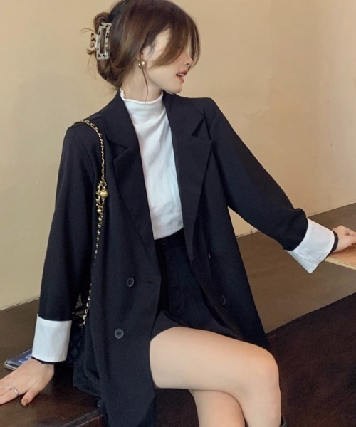 「LADY LIKE」 セットアップ M ブラック×グリーン レディース_画像8