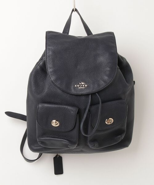 「COACH」 ワンポイントリュック - ネイビー レディース