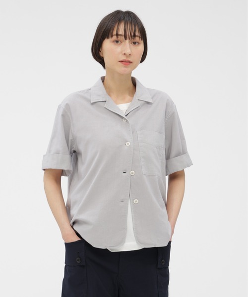 MHL GARMENT DYE 半袖シャツ MHL.（エムエイチエル） ブラウス シャツ 半袖 GARMENT DYED FINE