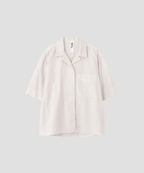 【美品】MHL. コットン　半袖シャツ　 Lサイズ　ゆったり MHL.（エムエイチエル） ブラウス シャツ 半袖 GARMENT DYED FINE