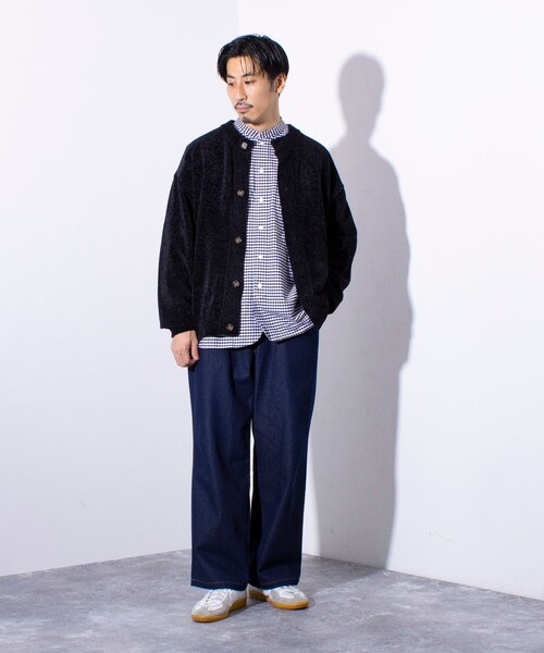 「GLOSTER」 ニットカーディガン M スミクロ メンズ_画像2