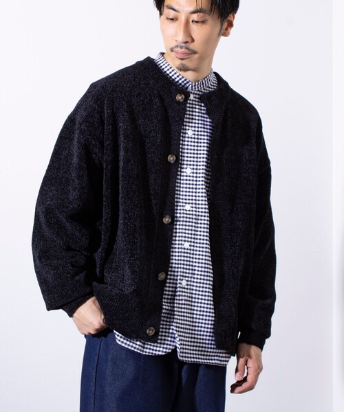 「GLOSTER」 ニットカーディガン M スミクロ メンズ_画像6