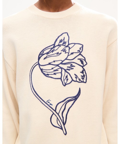 'KENZO Tulip' エンブロイダリー ジャンパー イン ウール ＆ コットン メンズの画像