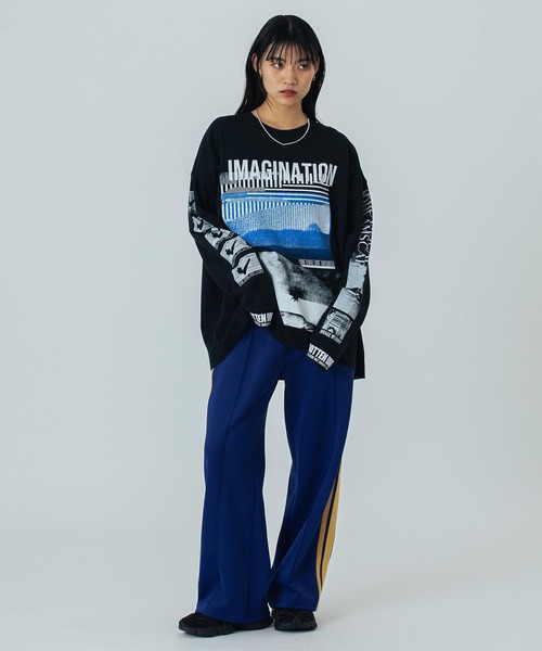「OKIRAKU」 長袖カットソー ONE SIZE ブラック レディース_画像2
