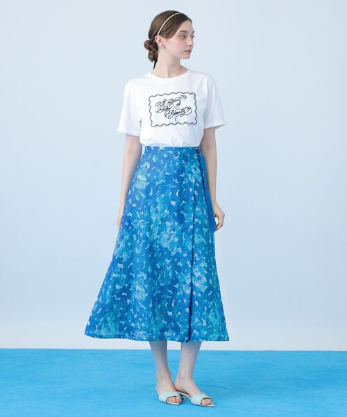 スカート Veil Blue プリントラップ スカートの画像