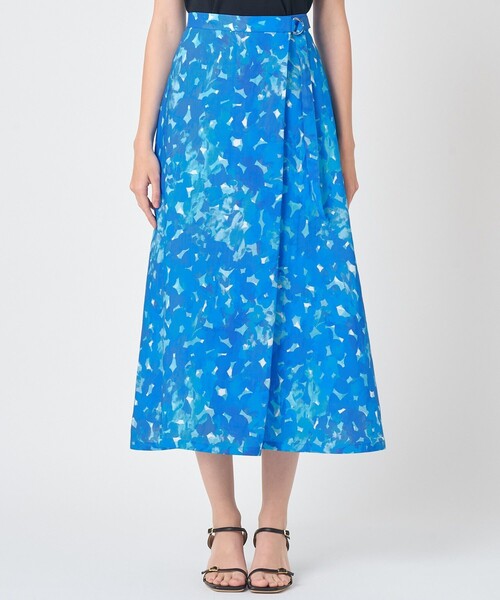 スカート Veil Blue プリントラップ スカートの画像