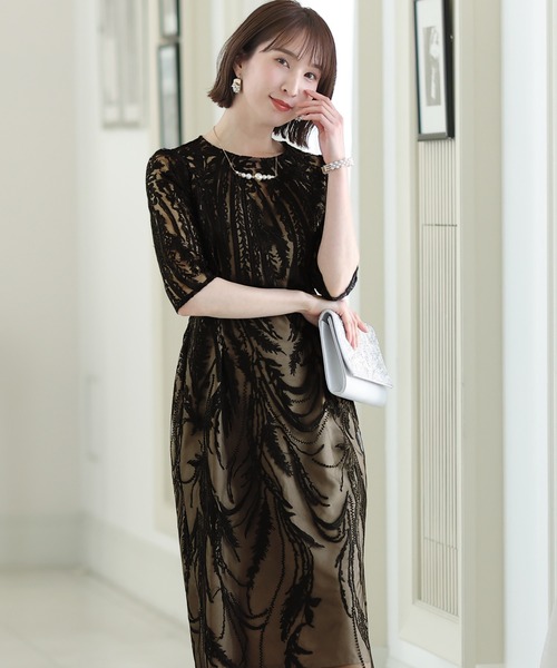 「PourVous」 「haremode」7分袖ワンピース MEDIUM ブラック レディース_画像7