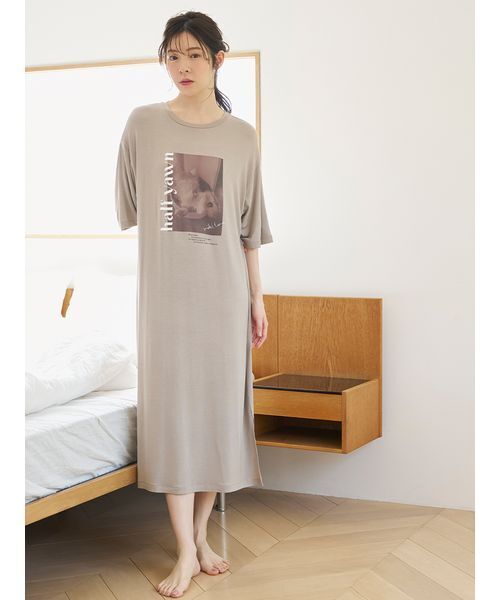 【新品】　スナイデルホーム　ルームウェア　ワンピース SNIDEL HOME パジャマ ルームウェア 「接触冷感」ネコTシャツ