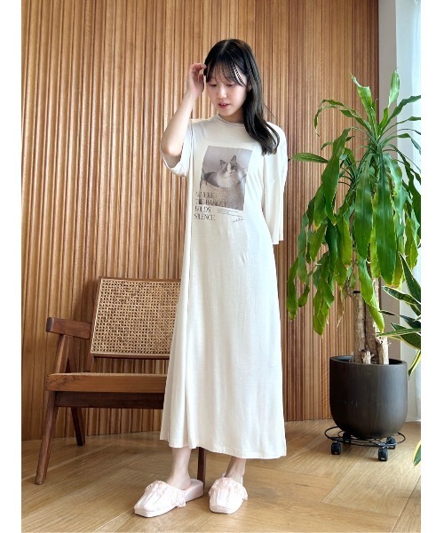 SNIDEL HOME パジャマ ルームウェア 「接触冷感」ネコTシャツ