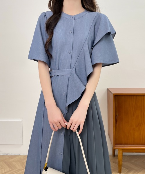 「ECLIN」 半袖ワンピース M ブルー レディース_画像5