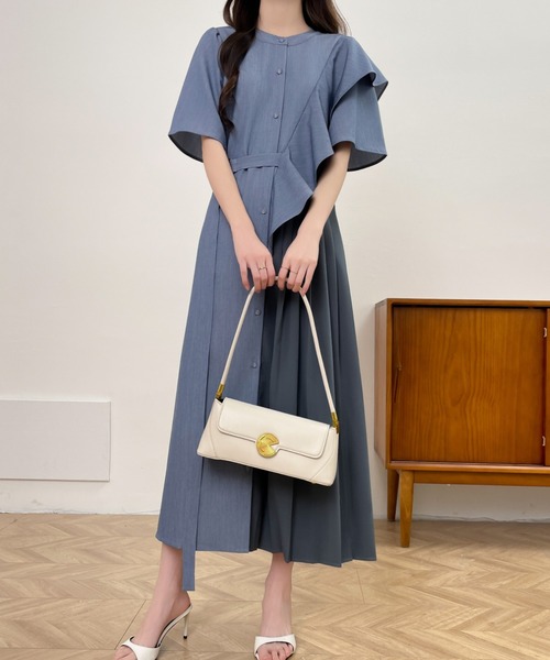 「ECLIN」 半袖ワンピース M ブルー レディース_画像8