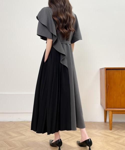 「ECLIN」 半袖ワンピース M ブルー レディース_画像9
