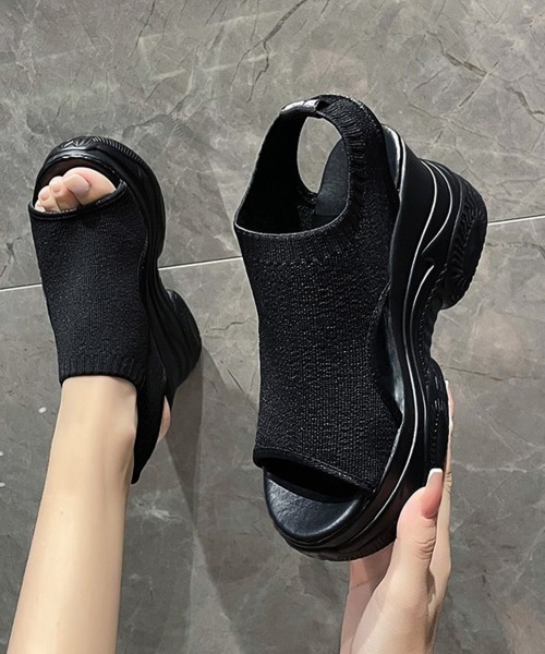 「Miniministore」 ヒールサンダル 24.0cm ブラック レディース_画像3