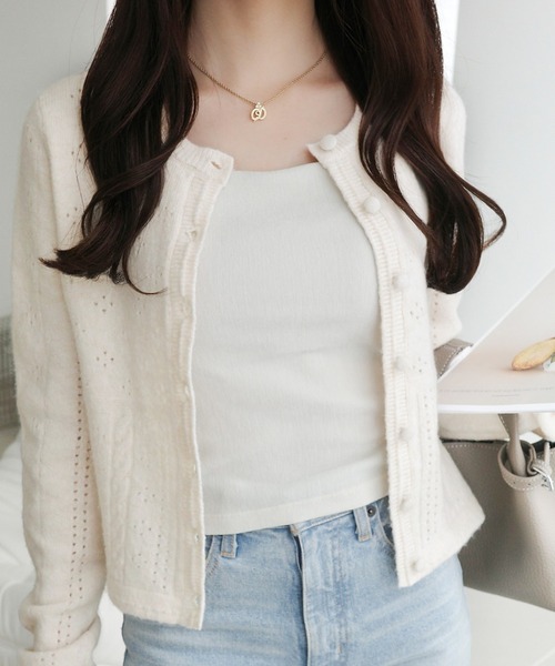 「mily bilet」 ニットカーディガン SMALL チャコールグレー レディース_画像4