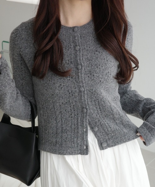 「mily bilet」 ニットカーディガン SMALL チャコールグレー レディース_画像5