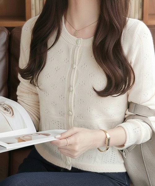 「mily bilet」 ニットカーディガン SMALL チャコールグレー レディース_画像7