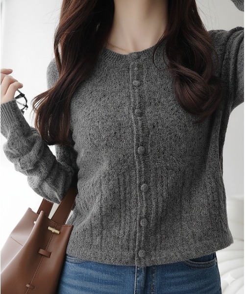 「mily bilet」 ニットカーディガン SMALL チャコールグレー レディース_画像9